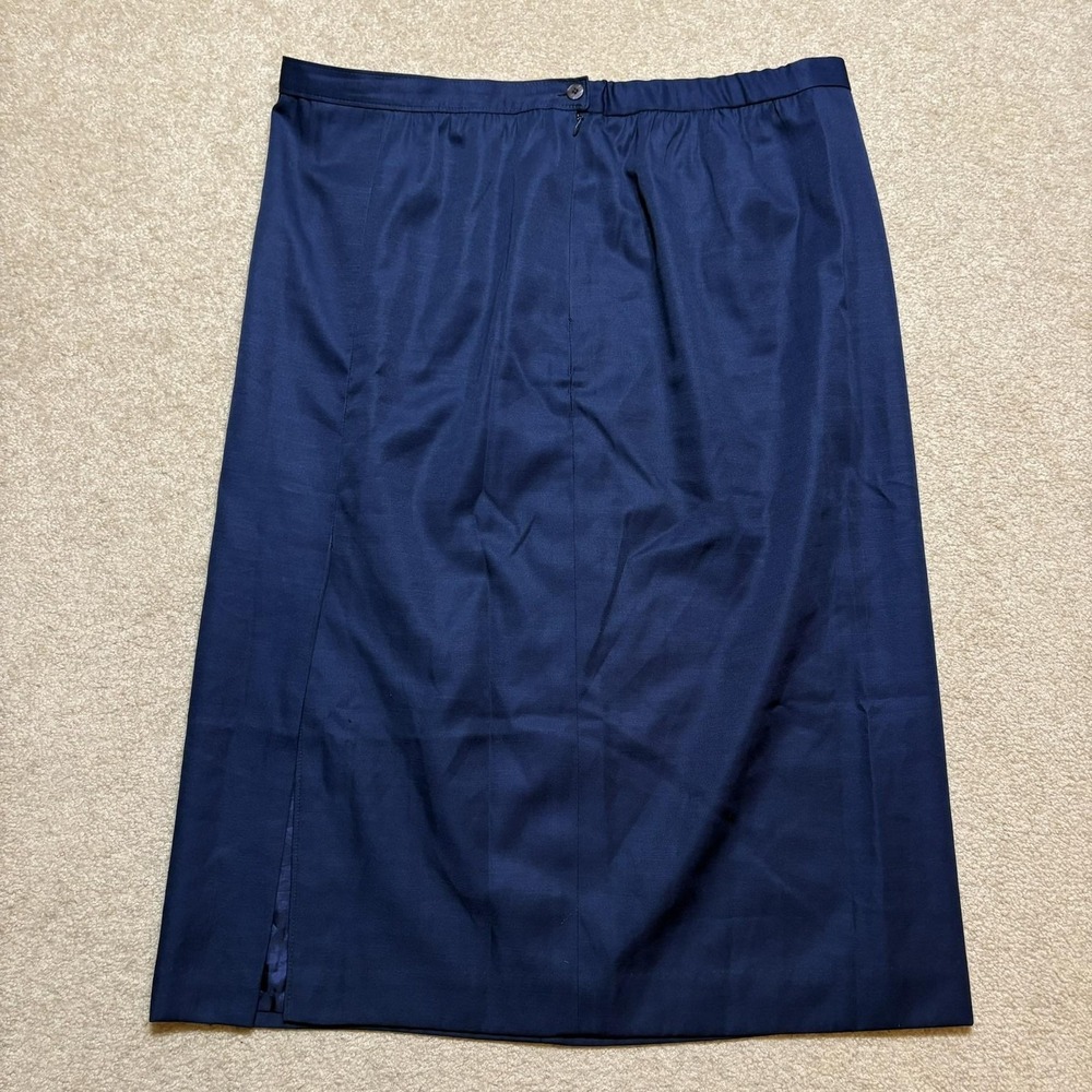 Vtg Pendleton Skirt Womens 22W Blue Rayon Blend Lined Midi Straight Pencil Prep